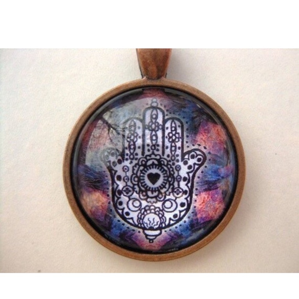 Yoga Necklace:  Hamsa on Mandala Necklace (008)